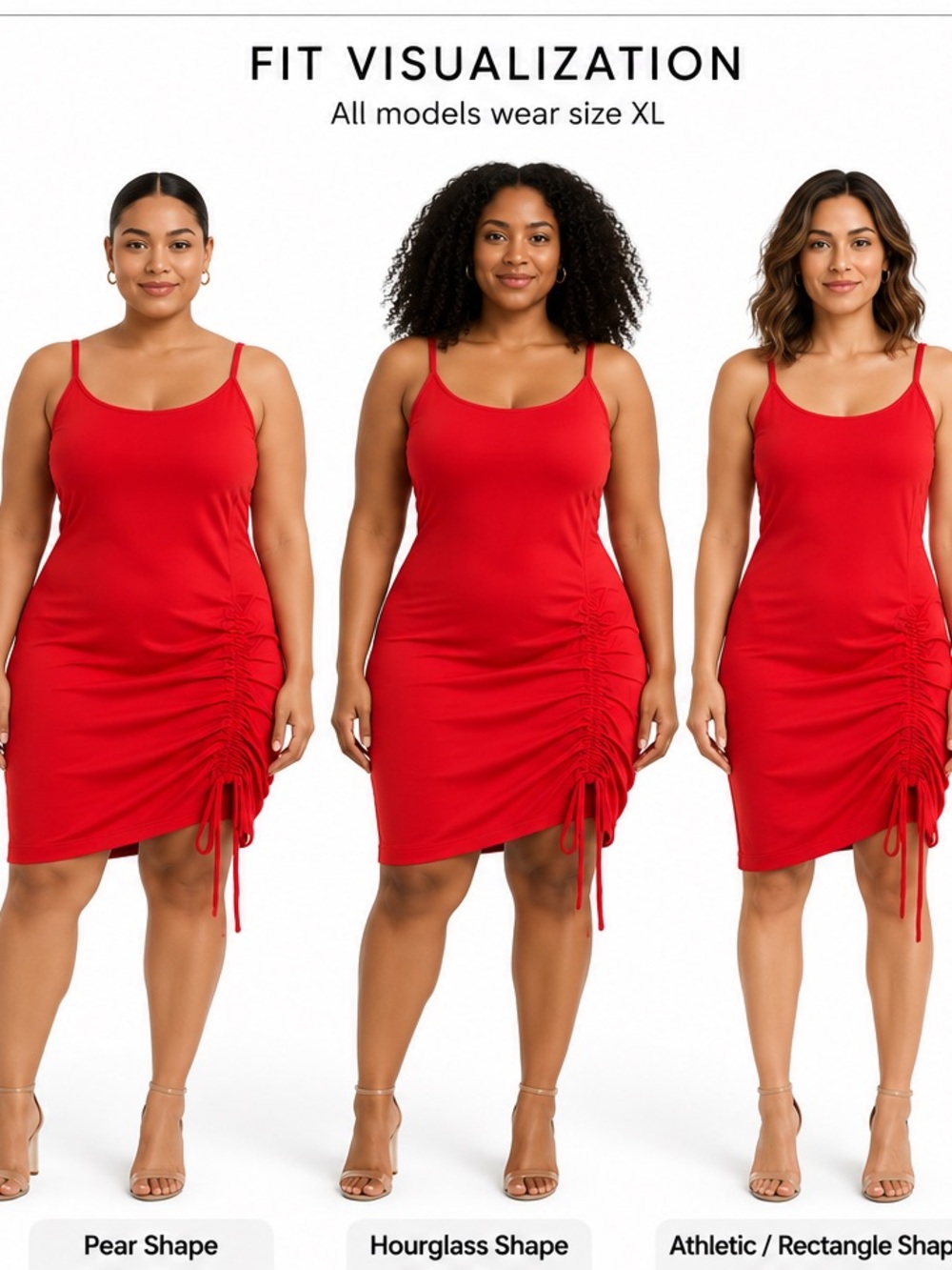 Derek Heart Red Adjustable Ruched Slip Dress